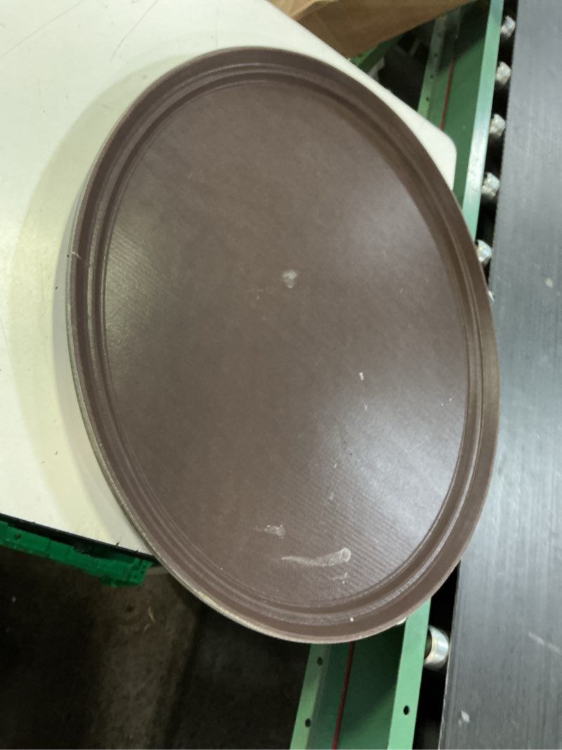 Condition photo showing As Is for gerrii 2 pack large restaurant serving trays 24" x 29" pp plastic non slip rubber lined large oval trays for kitchen, dining, cafeterias, hotel, banquet, fast food service, brown