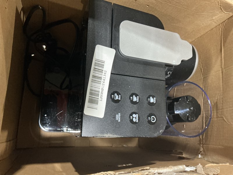 Condition photo showing As Is for Cuisinart Single-Serve Coffee Maker + Coffee Grinder with 8 oz., 10 oz., and 12 oz. Serving Size, Compatible with Single-Cup Pods, 48-Ounce Removable Reservoir, Stainless Steel, DGB-2 Black