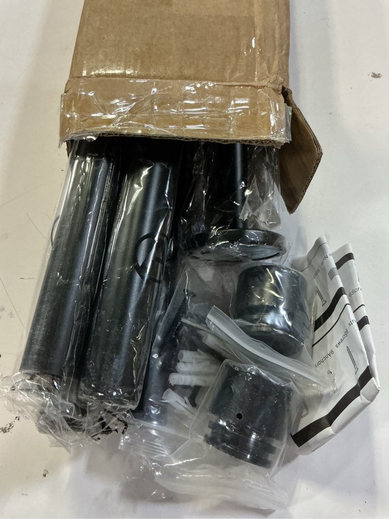 Condition photo showing Good Condition for Curtain Rods for Windows 48 to 86 Inches - Reinforced Metal Holders with Hidden Screws, New Metal Finials, 1\" Diameter Thick Heavy Duty Drapery Rod, for Bedroom Living Room Patio Decoration, Black 32-86 Inches
