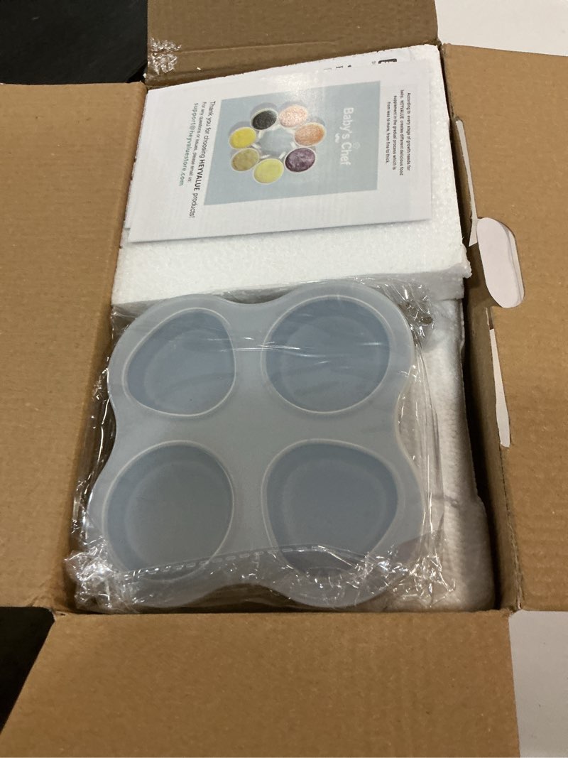Condition photo showing New/Like New for heyvalue baby food maker, 13-in-1 baby food puree blender, fruit, vegatable, meat, with food containers, baby food processor freezer tray, silicone spoons, silicone spatula(light green)