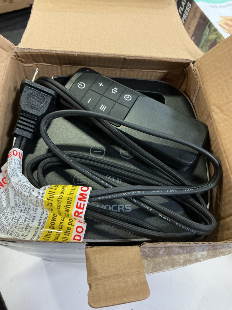 Condition photo showing Good Condition for small portable space heater for indoor use - vocrs 1500w ptc electric heater with thermostat, remote control, 12h timer, eco and fan mode, rapid and safe heating for bedroom, office