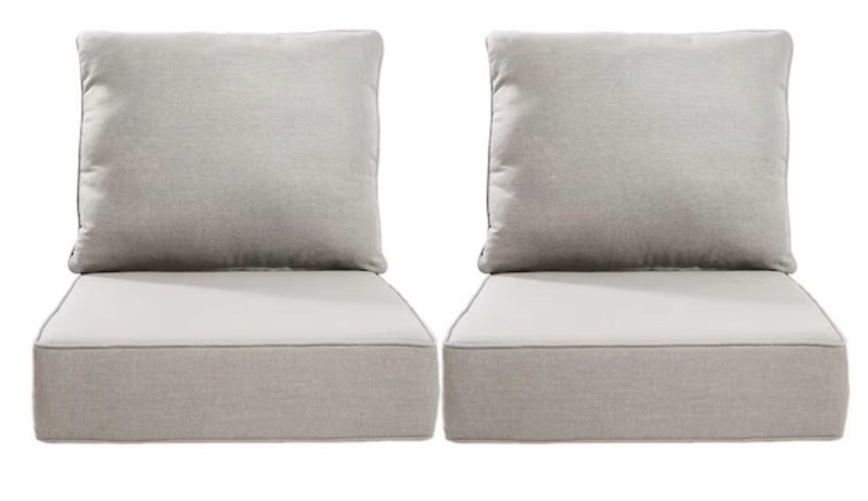 24 in. x 24 in. x 6in. 4-piece deep seating water & fade resistant outdoor lounge chair replacement cushion set in beige