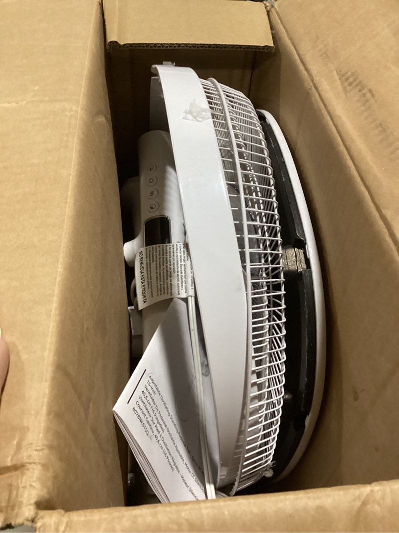 Condition photo showing Good Condition for Amazon Basics 16" DC Motor Standing Floor Fan, 12 Speed with Remote, 3 Breeze Modes, Dual-Layered Blades (10 Blades), Timer, Energy Efficiency and Quiet DC Motor (28W), White 12-Speed, DC Motor