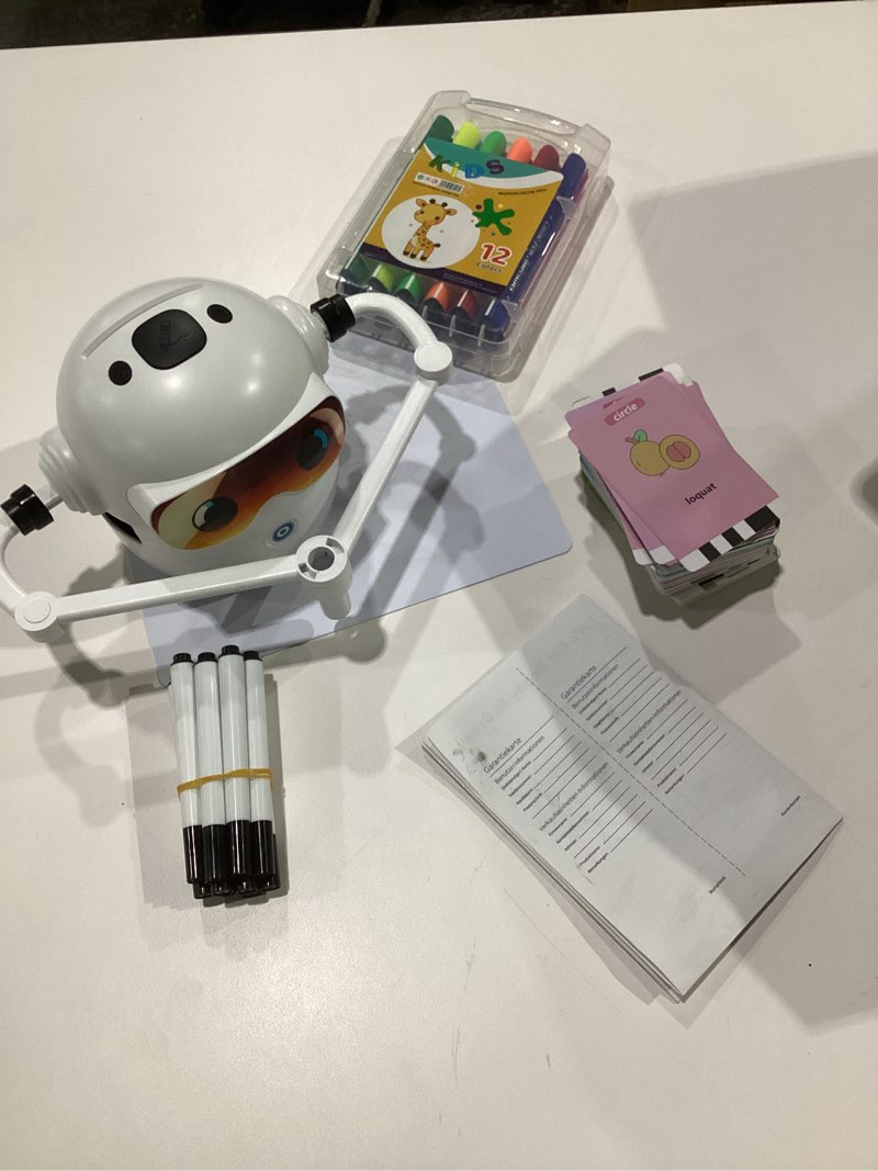 Condition photo showing item condition for drawing robot for kids montessori painting toys for 3 4 5 6 7 8 year old, voice interactive educational drawing machine with 100 cards,16 colorful pens & music-gift for boys girls blue