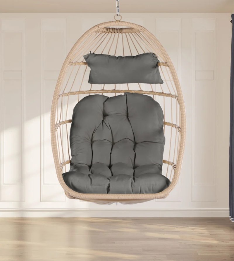 Rorask Single Person Wicker Porch Swing  for Indoor & Outdoor