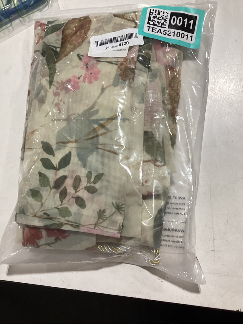 Condition photo showing Good Condition for farmhouse flower leaf curtain elegant camellia voile window panels for living room balcony terrace green, 2 pieces, 52x84 inch 52"w x 84"l (pack of 2) camellia