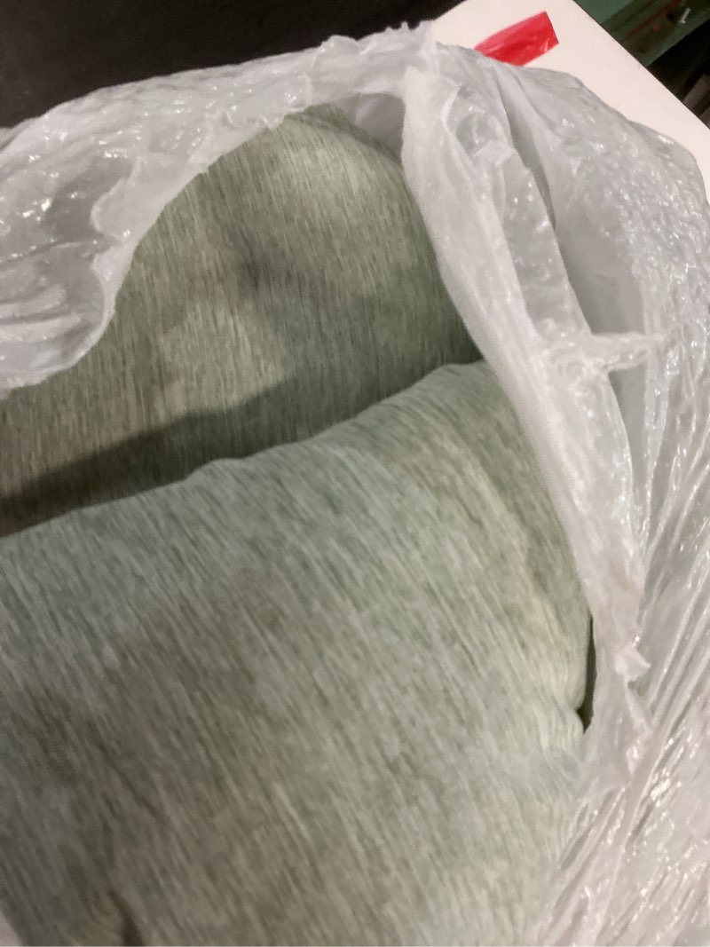 Condition photo showing As Is for CozyLux King Size Comforter Set - 3 Pieces Sage Green Soft Luxury Cationic Dyeing Bedding Comforter for All Season, Breathable Lightweight Fluffy Boho Bed Sets with 1 Comforter and 2 Pillow Shams Sage Green King