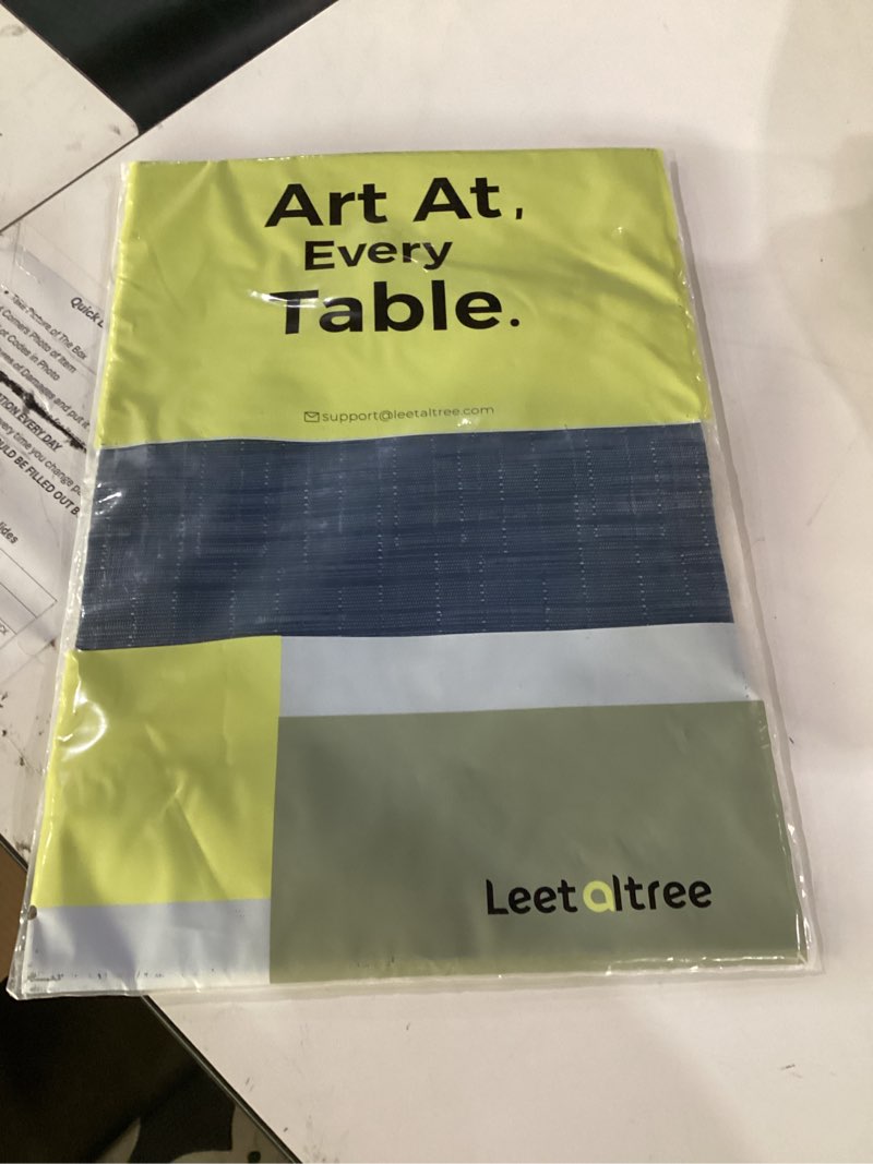 Condition photo showing New/Like New for blue placemats set of 6 - heat resistant non-slip place mats for dining table, washable durable pvc vinyl woven table mats?blue, 6?