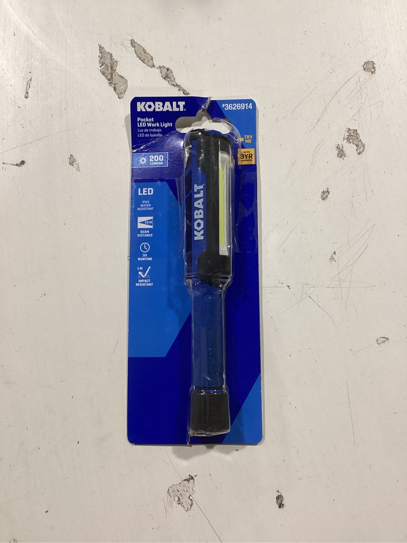 Condition photo showing As Is for Kobalt 3.6-volt 200 -Lumens LED Battery-operated Handheld Work Light 3 -Batteries Included