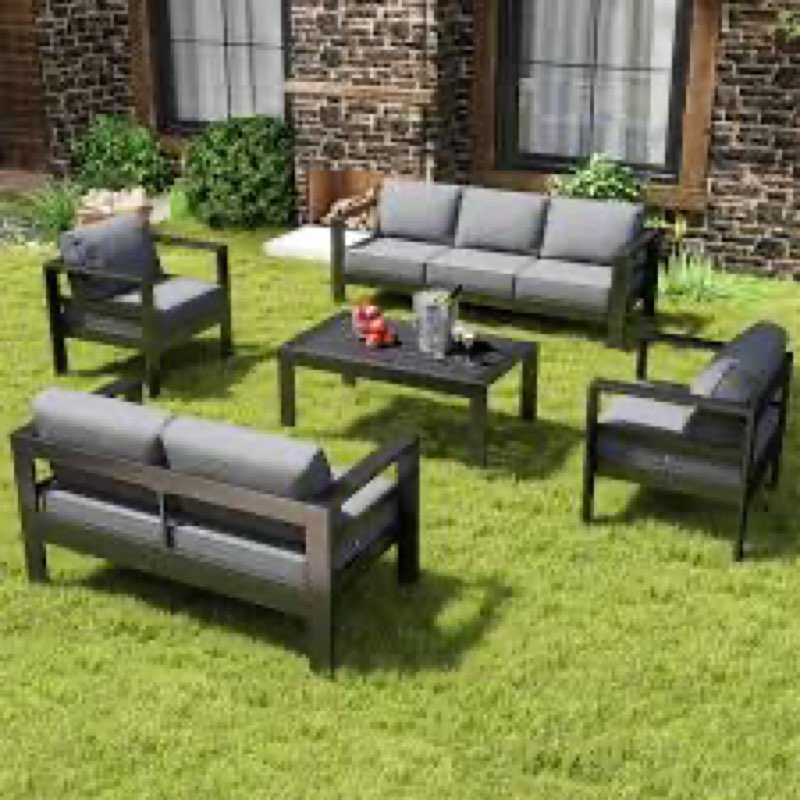 arnhildur aluminum 7 - person 5 piece sofa seating group with cushions incomplete 