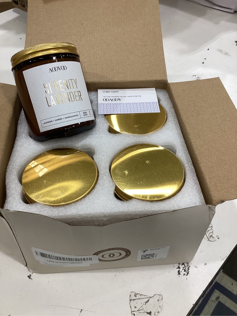Condition photo showing Good Condition for aoovoo scented candles - 4pc candle set, 36 oz soy candles, soy candle for home scented, lavender/vanilla/eucalyptus/sage