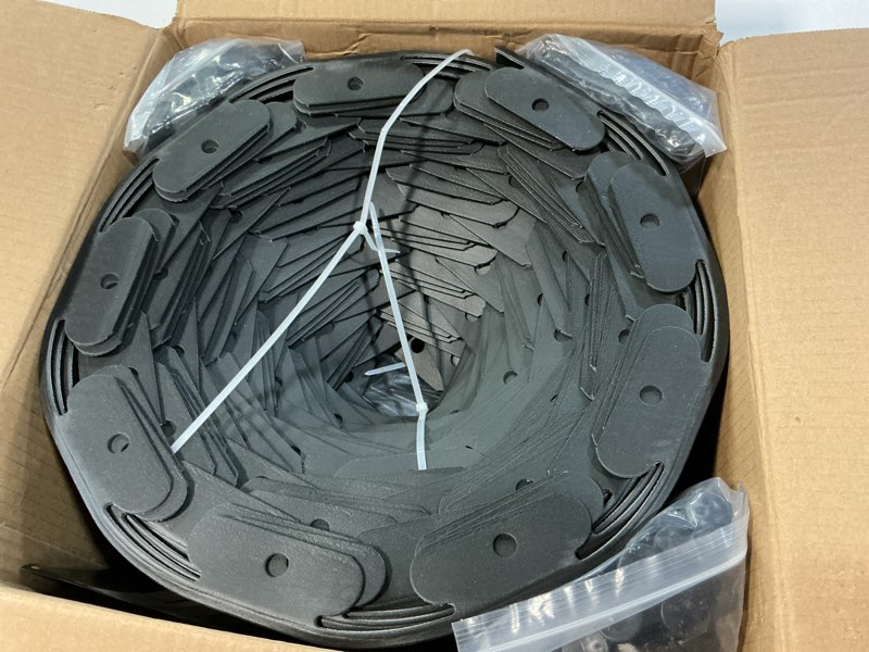 Condition photo showing New/Like New for 100ft,1.5in tall landscape edging kit with 150 spikes, not digging flexible plastic edge border for landscaping, lawn, garden, flower beds, yard, paver, playground, fence, pathway,3pack, 33ft each black 1.5in*100ft