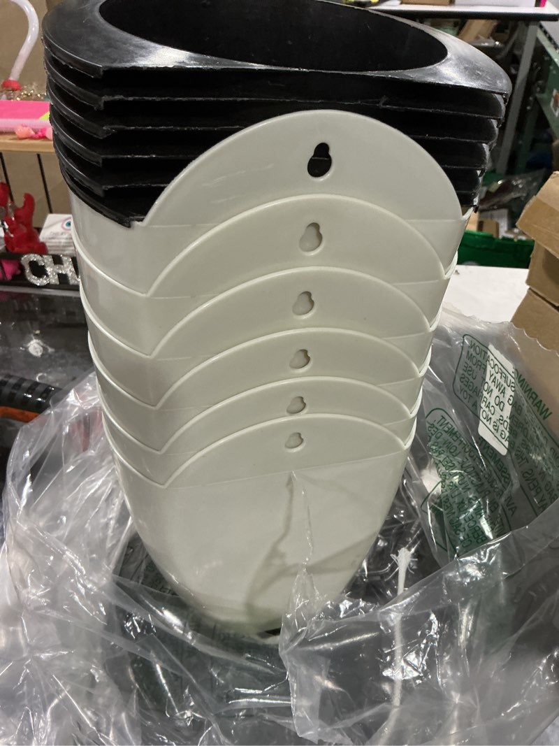 Condition photo showing Good Condition for hoigon 6 pack 7 inch self water hanging plants pots, self watering wall hanging plastic planters with s-hooks and wicks, lazy flower pot for indoor outdoor orchids african violet, white white 7inch-6pcs