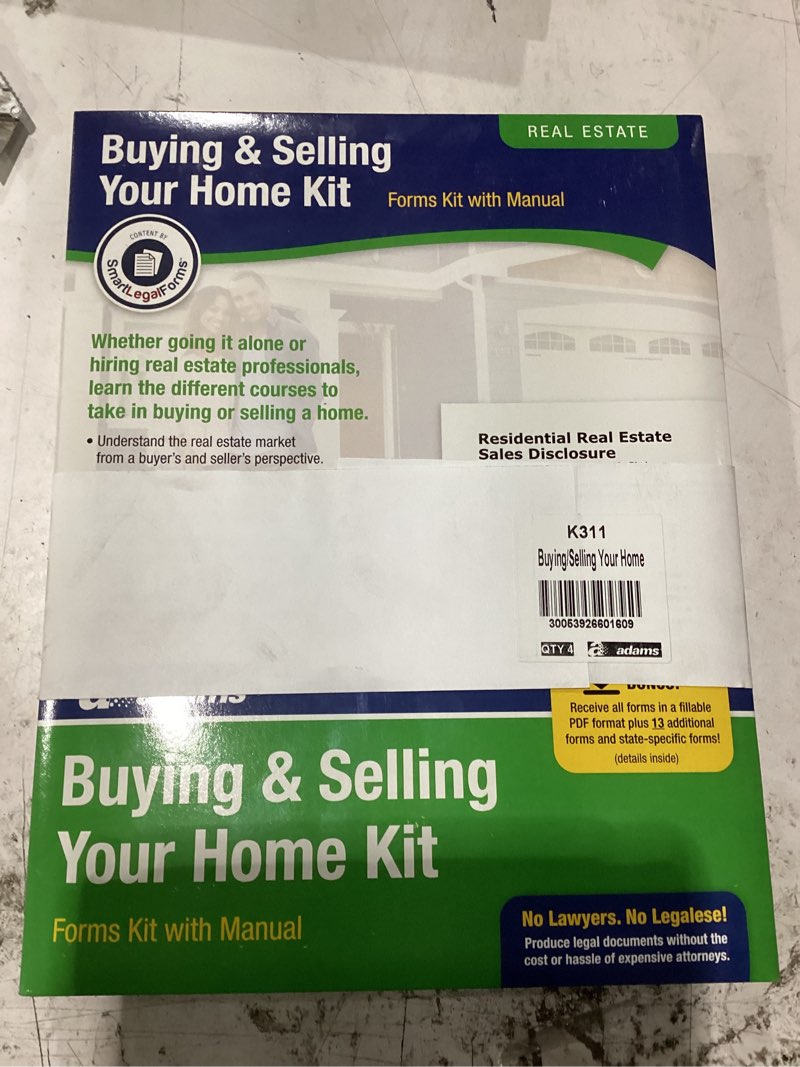 Condition photo showing New/Like New for 4pcs adams buying/selling your home kit, forms and instructions (k311)