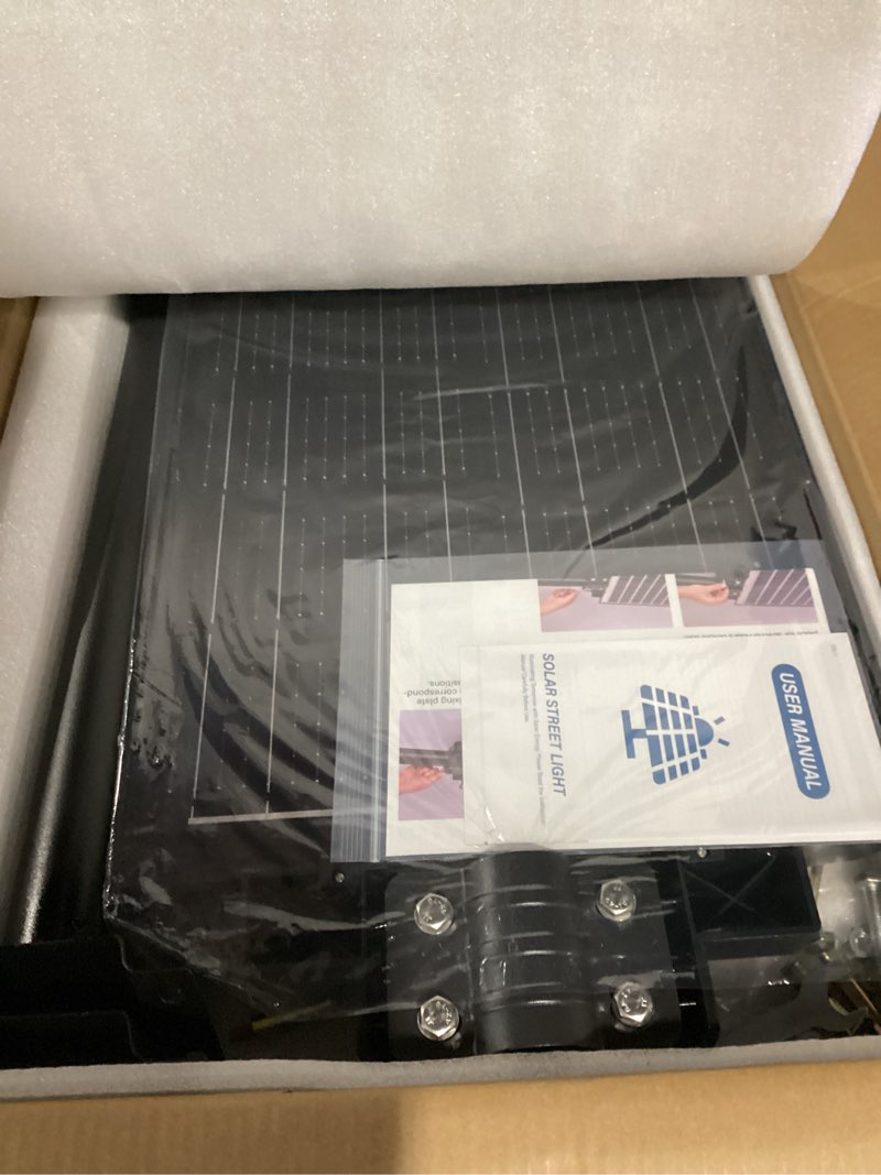 Condition photo showing New/Like New for okpro 8000w solar street light outdoor, ip66 waterproof solar lights outdoor with motion sensor & remote, dusk to dawn commercial security lighting for parking lot, yard, farm, driveway 8000 1