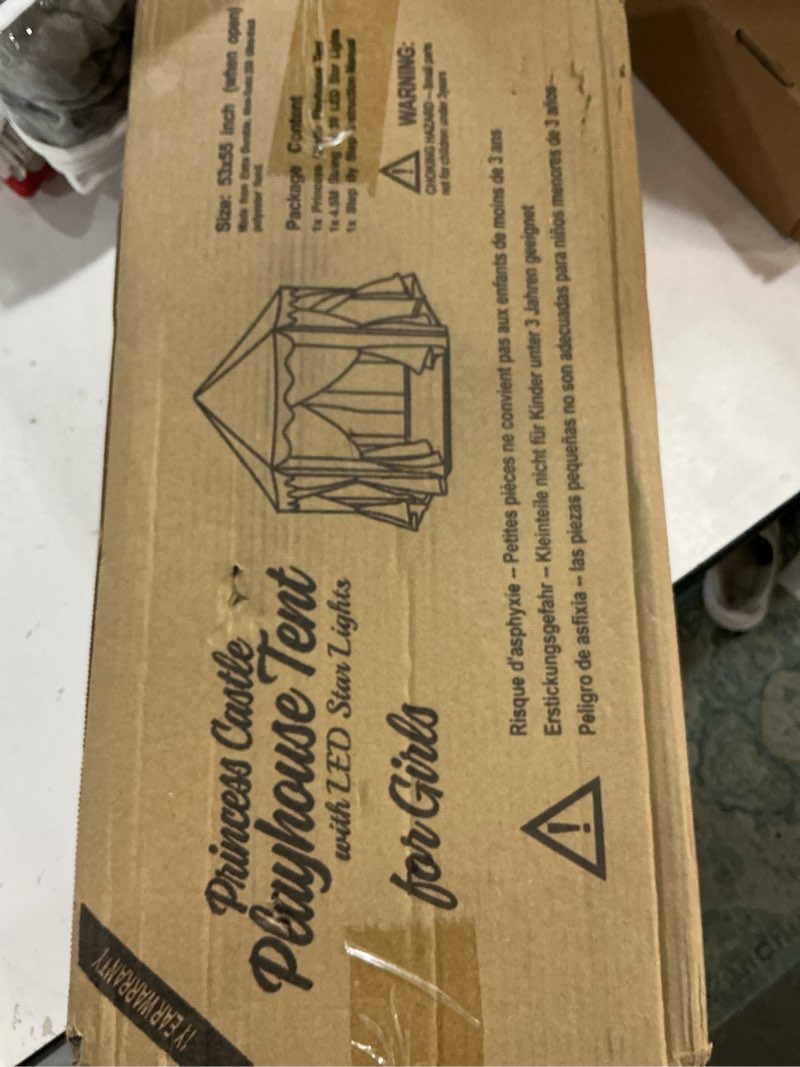 Condition photo showing New/Like New for ORIAN Princess Castle Play Tent for Girls, LED Star Lights, Indoor & Outdoor Playhouse, Polyester, Pink, 55" x 53", Toddler & Kids Toys Ages 2–7