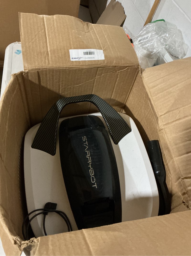 Condition photo showing As Is for cordless robotic pool cleaner, portable swimming robotic pool vacuum self-parking technology,150mins runtime,pool up to 900 sq.ft, ideal for above-ground pools(white)