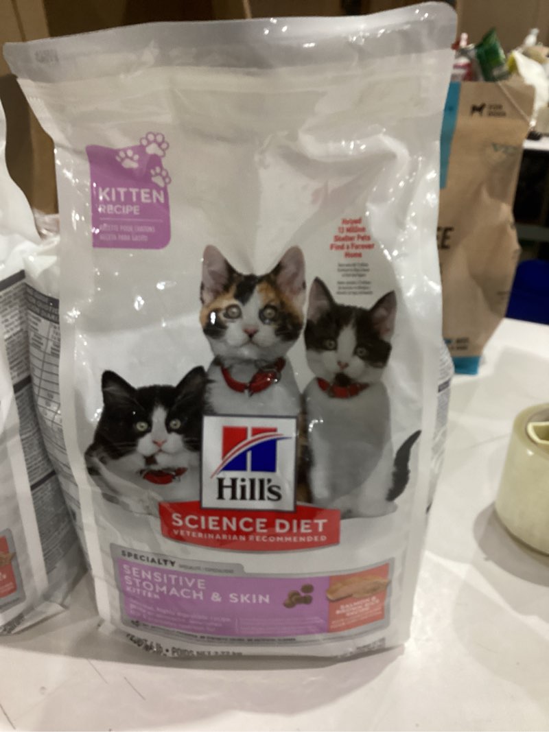 Condition photo showing New/Like New for Hill's Science Diet Sensitive Stomach & Skin, Kitten, Stomach & Skin Sensitivity Support, Dry Cat Food, Salmon & Brown Rice, 6 lb Bag