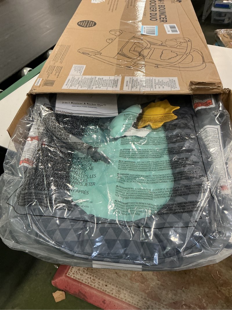 Condition photo showing New/Like New for Summer Infant 2-in-1 Bouncer & Rocker Duo (Gray and Teal) Convenient and Portable Rocker and Bouncer for Babies Includes Soft Toys and Soothing Vibrations