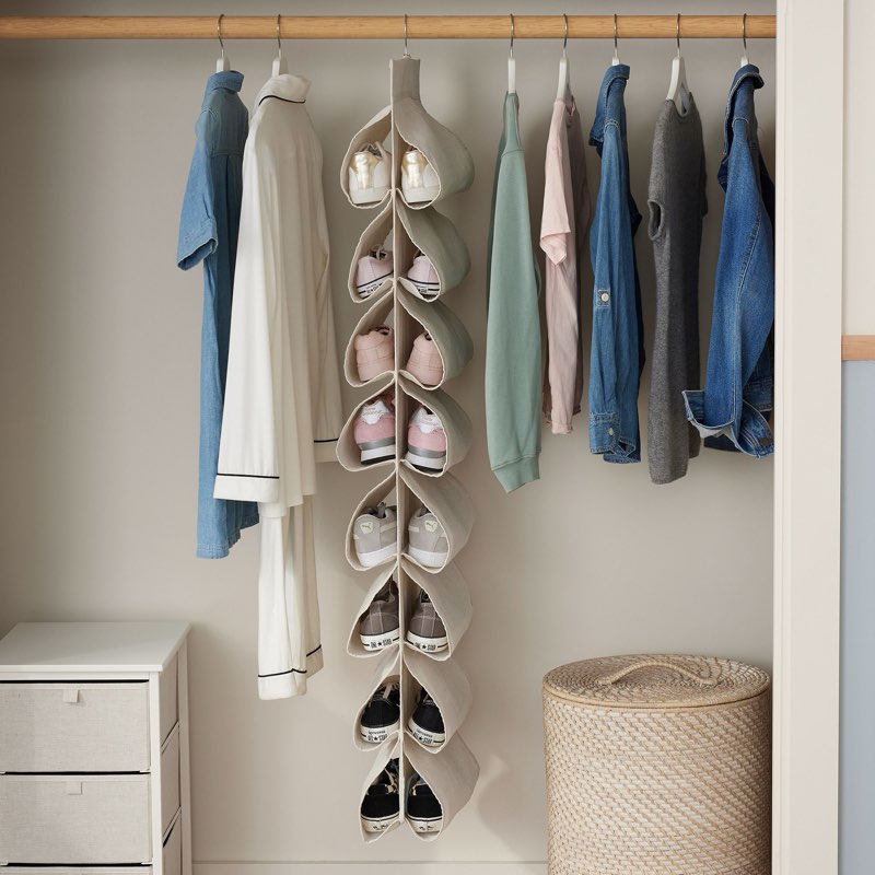 Hanging Closet Side Sling Shoe Storage, Oat