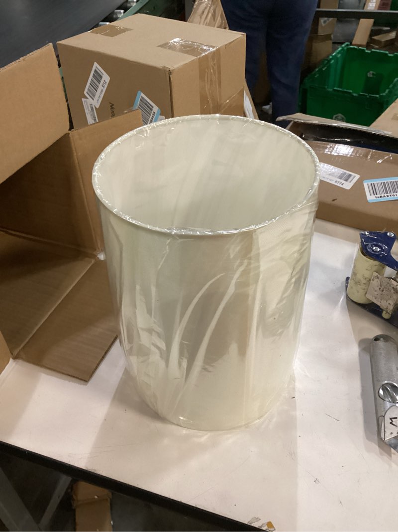 Condition photo showing Good Condition for Wellmet CreamWhite 8"x 8"x11" Lampshade, No Assembly Required, Classic Modern Lamp Shade for Table Lamp, Bedside Lamp, Floor Lamp, Fabric Drum Lampshade, Spider Fitter