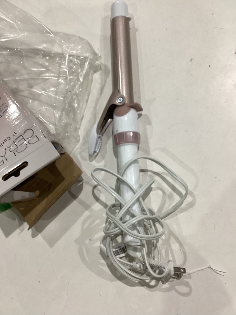 Condition photo showing Good Condition for conair double ceramic 1-inch curling iron, 1-inch barrel creates classic curls, hair curler for use on short, medium, & long hair, white/rose gold white/rose gold 1 inch