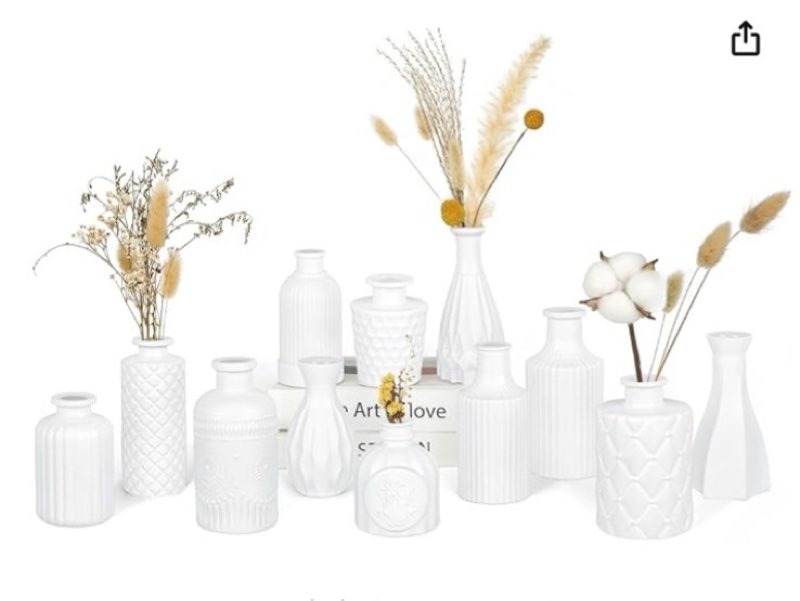 matte white glass bud vase set of 12 – small minimalist vases for easy home styling, perfect for win