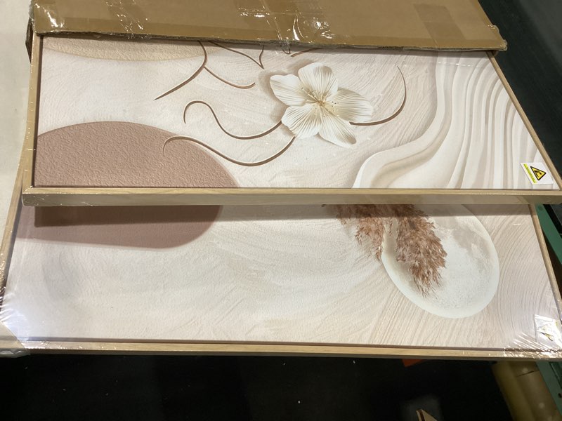 Condition photo showing Good Condition for Large Framed Neutral Abstract Wall Art for Living Room, 2 Piece Tan and Cream Beige Canvas Prints Paintings Artwork for Walls, Woman Silhouette Big Pictures for Bedroom Dining Room Office Wall Decor 20" W x 30" H x 2Pcs 2 Piece-Neutral