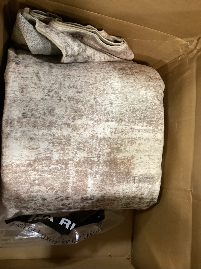 Condition photo showing Good Condition for ruugme 10x14 abstract area rug:large washable living room rug indoor non slip carpet for bedroom soft foldable stain resistant distressed thin rug for dining room kitchen 10x14 brick/brown/beige 10' x 14' (rectangular) brick/brown/beige