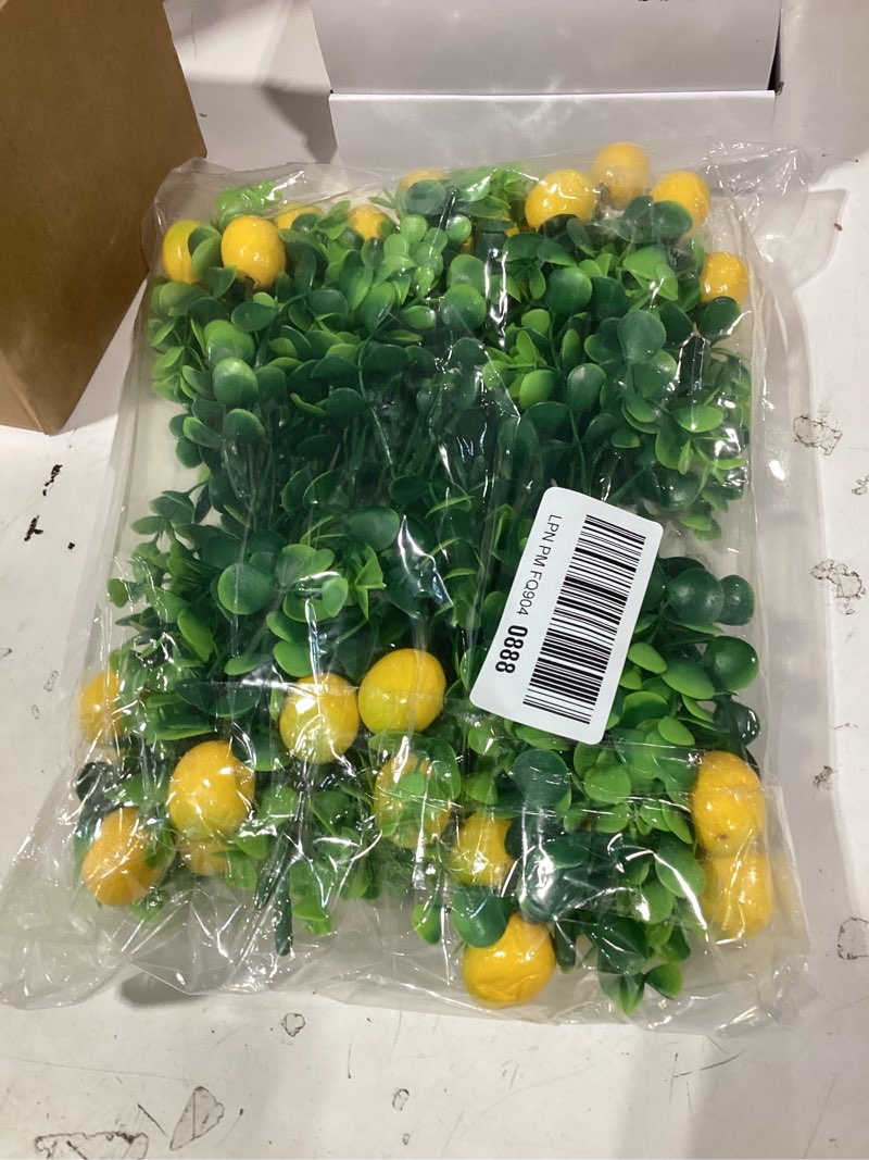 Condition photo showing New/Like New for 6 pcs artificial lemon branches artificial fruit lemon tree greenery decoration faux lemons picks for farmhouse kitchen home table decor stem fruits for home spring summer decor yellow