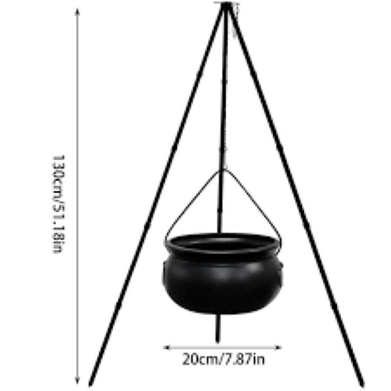 2025 Large Witch Cauldron Halloween Decorations Outdoor, Black Plastic Bowl Decor on Tripod with Lig