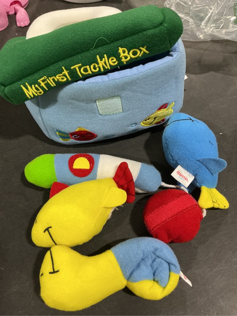 Condition photo showing New/Like New for Baby GUND Play Soft Collection, My First Tackle Box 5-Piece Plush Playset with Rattle, Squeaker and Crinkle Plush Toys, Sensory Toy for Babies and Newborns, 8”