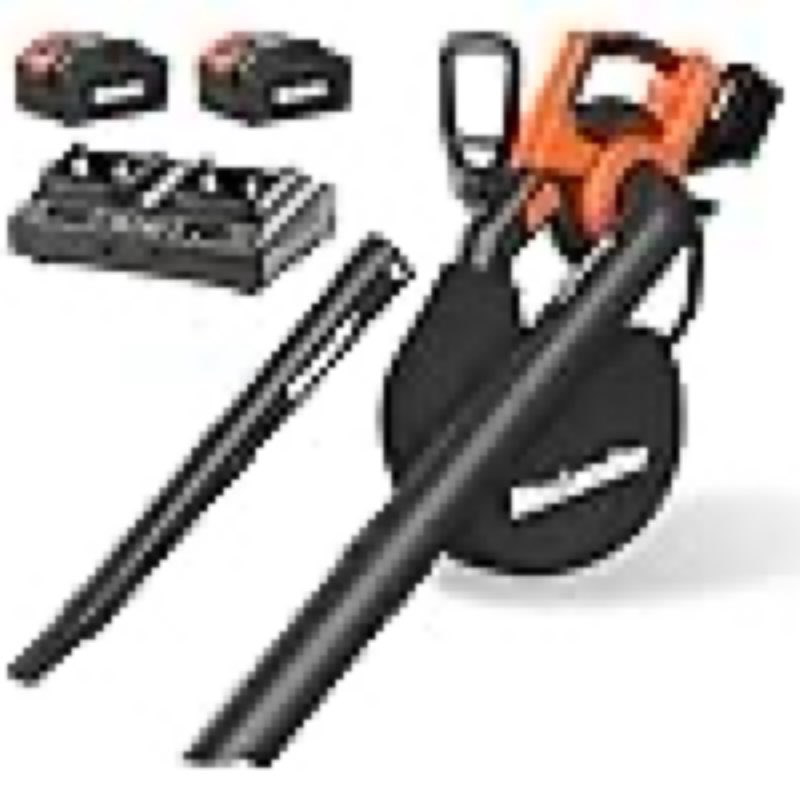 maxlander cordless leaf blower & vacuum with bag, 3-in-1 brushless battery powered leaf vacuum mulcher 40v 170mph 360cfm 5 speeds leaf blowers for lawn care 2x4.0ah battery & charger included