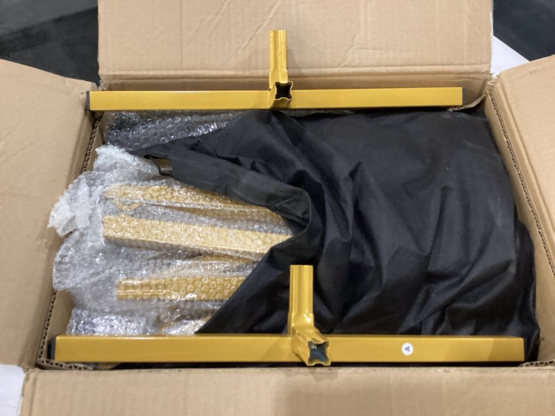 Condition photo showing New/Like New for vevor arch backdrop stand, set of 3, 7.2/6.6/6 ft, stable structure, easy assembly, gold metal arch backdrop stand for wedding, birthday party, graduation, holiday celebration, and ceremony decoration 7.2ft,6.6ft,6ft