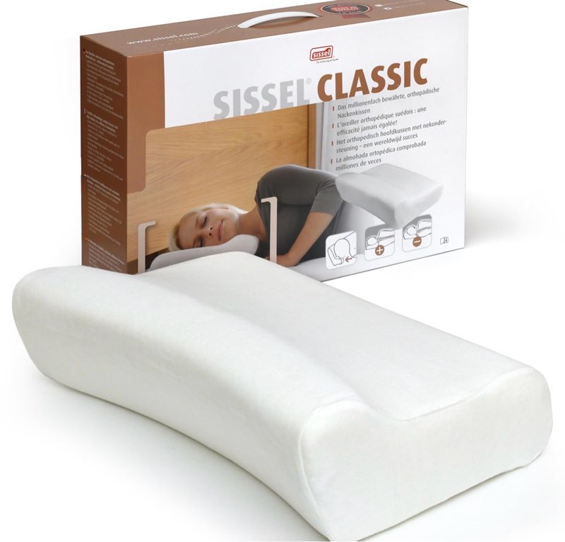 sissel classic neck pillow size l | unique incline for disc & vertebrae relief | 5-year shape stability guarantee | includes washable velour cover | dimensions: approx. 47 x 33 x 14 cm