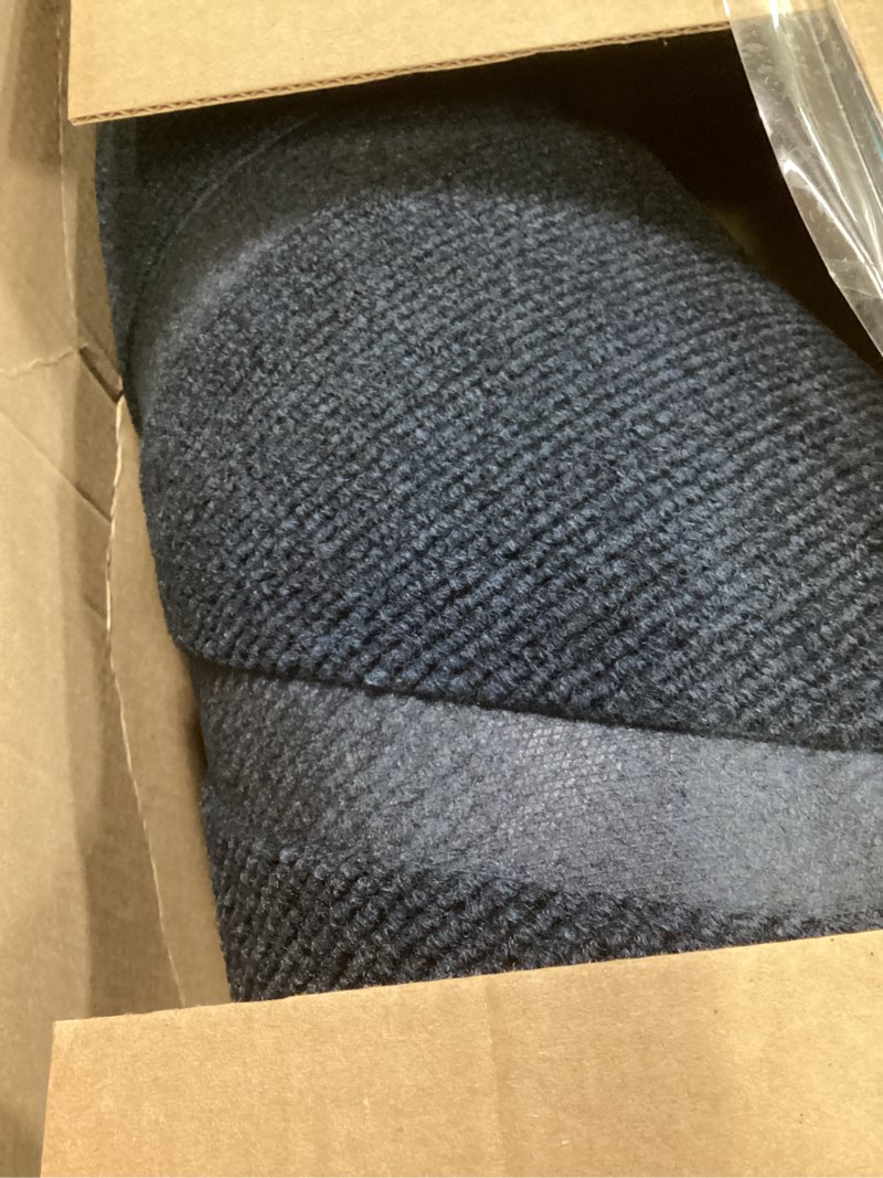 Condition photo showing Good Condition for olanly half circle door mat indoor outdoor entrance welcome, waterproof all-season, all-weather doormat, sturdy natural rubber, low profile, easy clean patio porch entryway mat, 29.5x17, blue blue classic border semicircular 29.5" x 17"