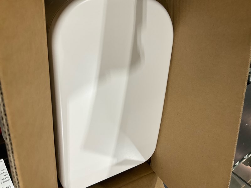 Condition photo showing Good Condition for ksskss 2.6 gallon slim bathroom trash can with soft close lid, 10l stainless steel garbage can with removable liner bucket, for narrow spaces, bathroom, bedroom (white)