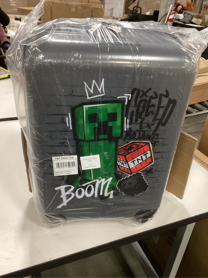 Condition photo showing New/Like New for Bioworld Minecraft Creeper Youth 18 Soft Sided Roller Carry-On Travel Suitcase
