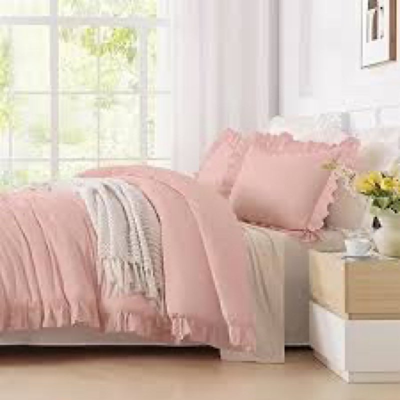 Andency Oversized King Comforter Set 120x98, 3 Pieces Ruffle Shabby Chic Famhouse Bedding Set, All S