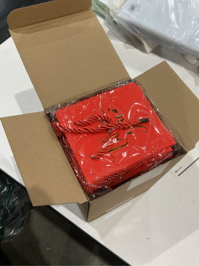 Condition photo showing New/Like New for Honoson 30 Pcs Mini Gift Bag with Handle 4 x 2.75 x 4.5'' Small Thank You Bag Foil Paper Tote for Valentine's Day Wedding Baby Shower Birthday Graduation Party Favor Supplies(Red/Gold) Red/ Gold