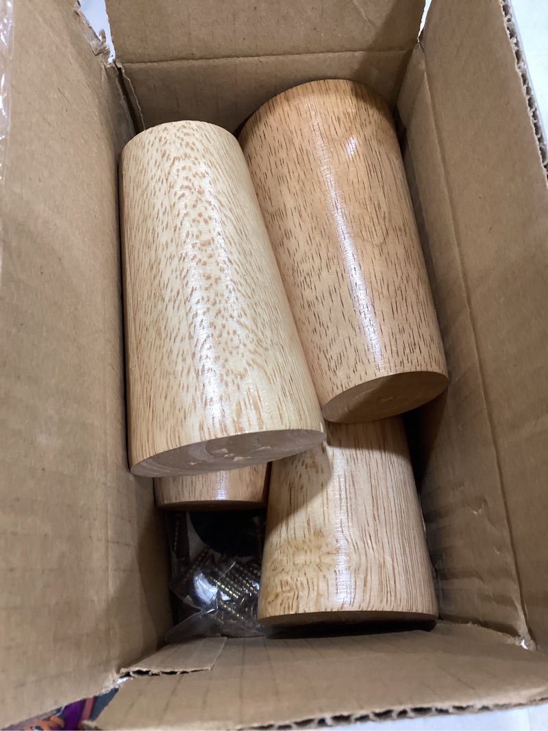 Condition photo showing Good Condition for Wood 4 Inch Furniture Legs Set of 4 Round Solid Mid Century Couch Feet Replacement Legs for Sofa Dresser Cabinet Bed Ottoman Home DIY