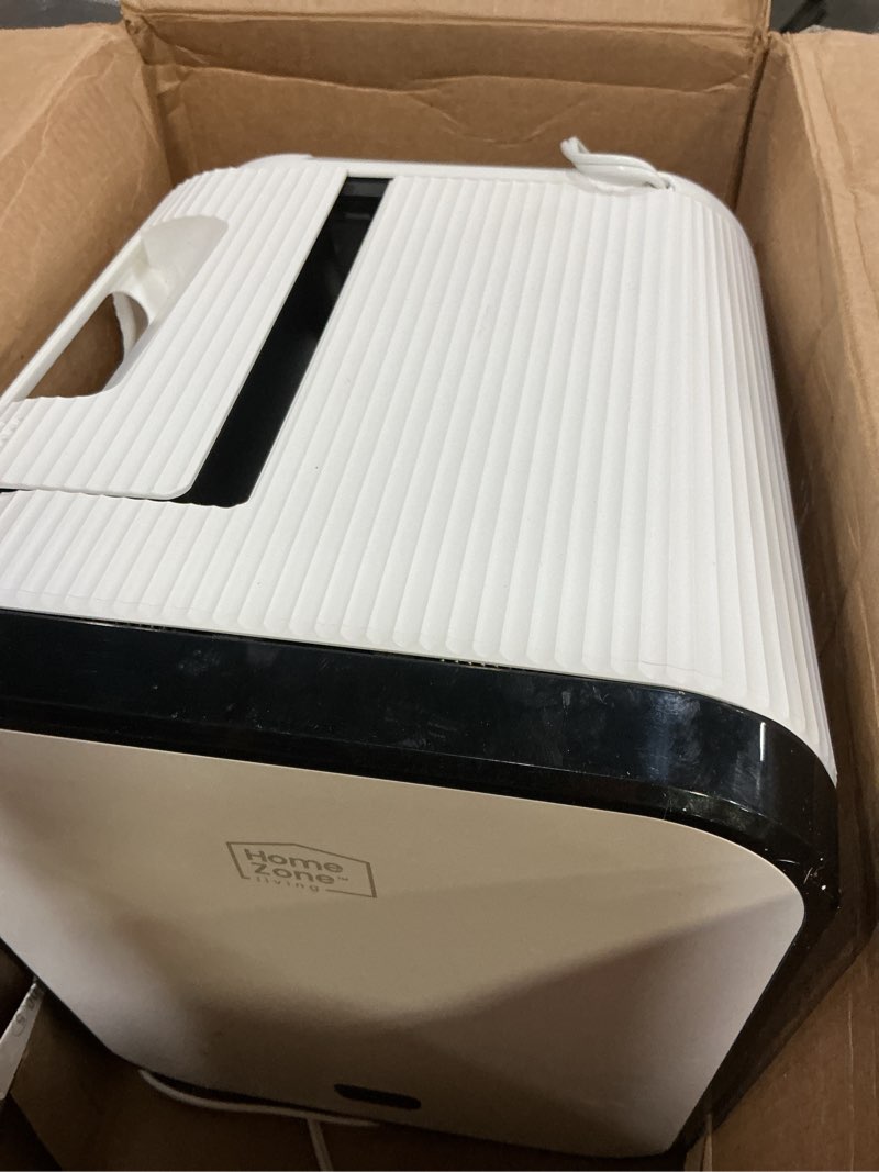 Condition photo showing As Is for home zone living electric composter for kitchen, helps turn food waste into pre-compost, features auto-cleaning cycle, large capacity 3 liters size