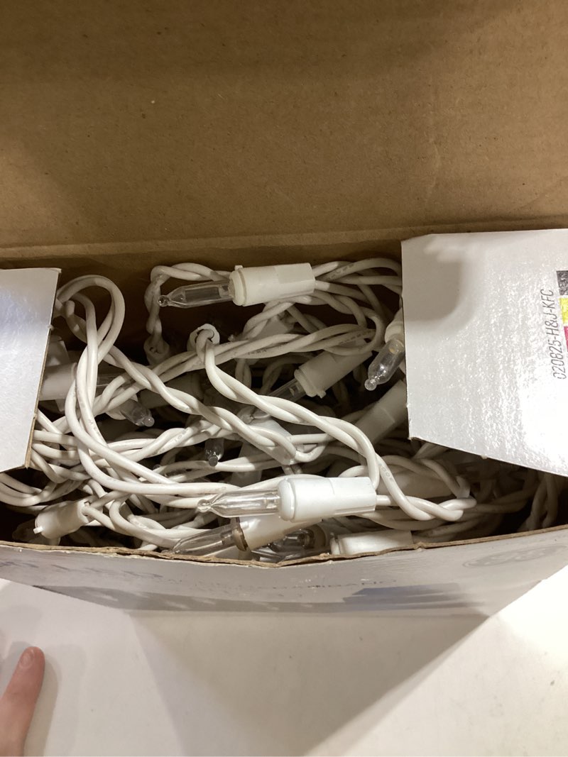 Condition photo showing As Is for GE StayBright 150 LED Icicle-Style Lights - Warm White with White Wire