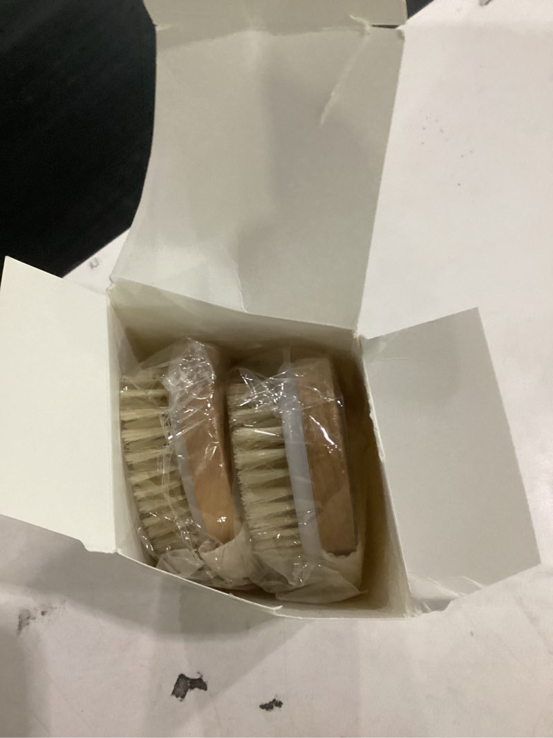Condition photo showing New/Like New for 2 pack dry brushing body brush, natural bristle exfoliating brush with massage nodes, for lymphatic drainage and improving skin health and reduces acne