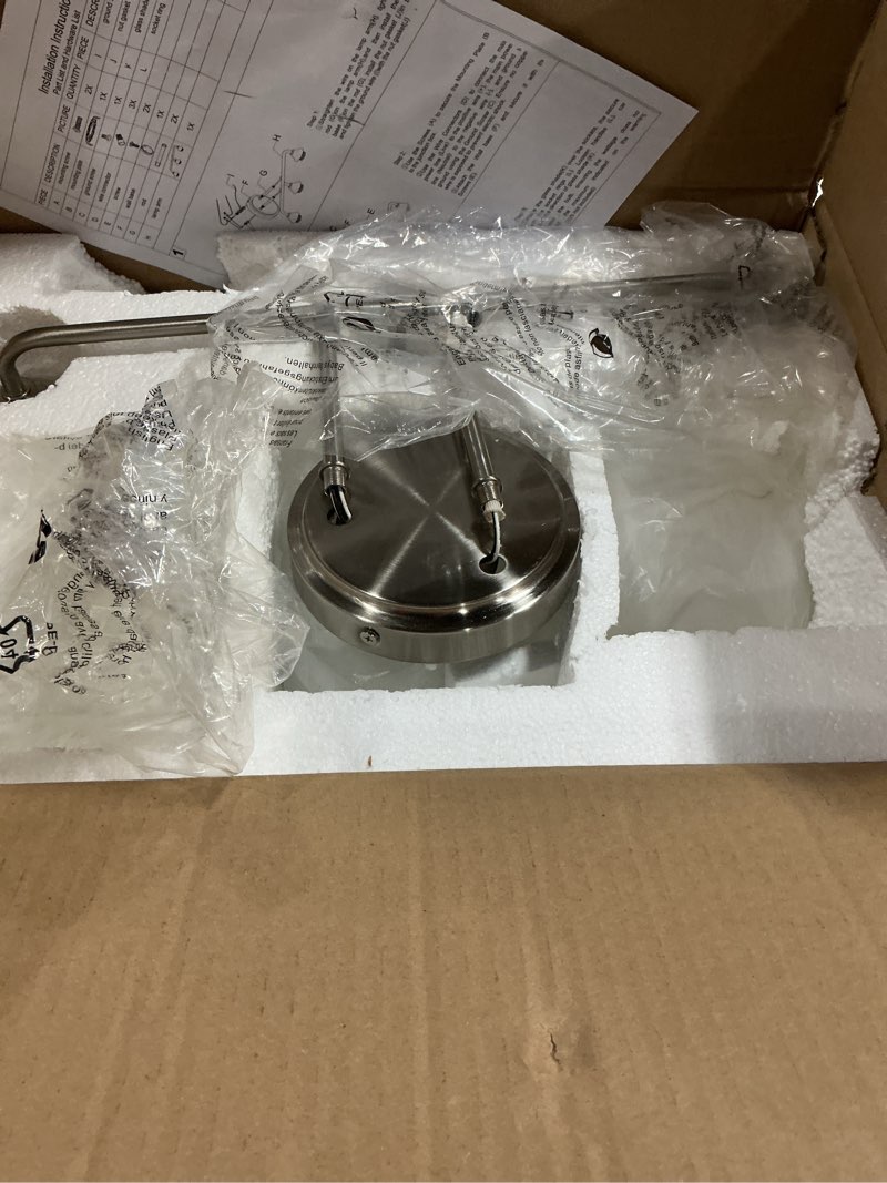 Condition photo showing Good Condition for 3-light globe bathroom light fixture, brushed nickel mid century modern vanity light with white marble glass shade, for bathroom mirror, living room, bedroom, hallway, e26 base brushed nickel 3-light