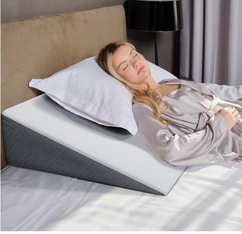 kolbs extra wide bed wedge pillow | super large, memory foam top and jacquard cover | for sleeping