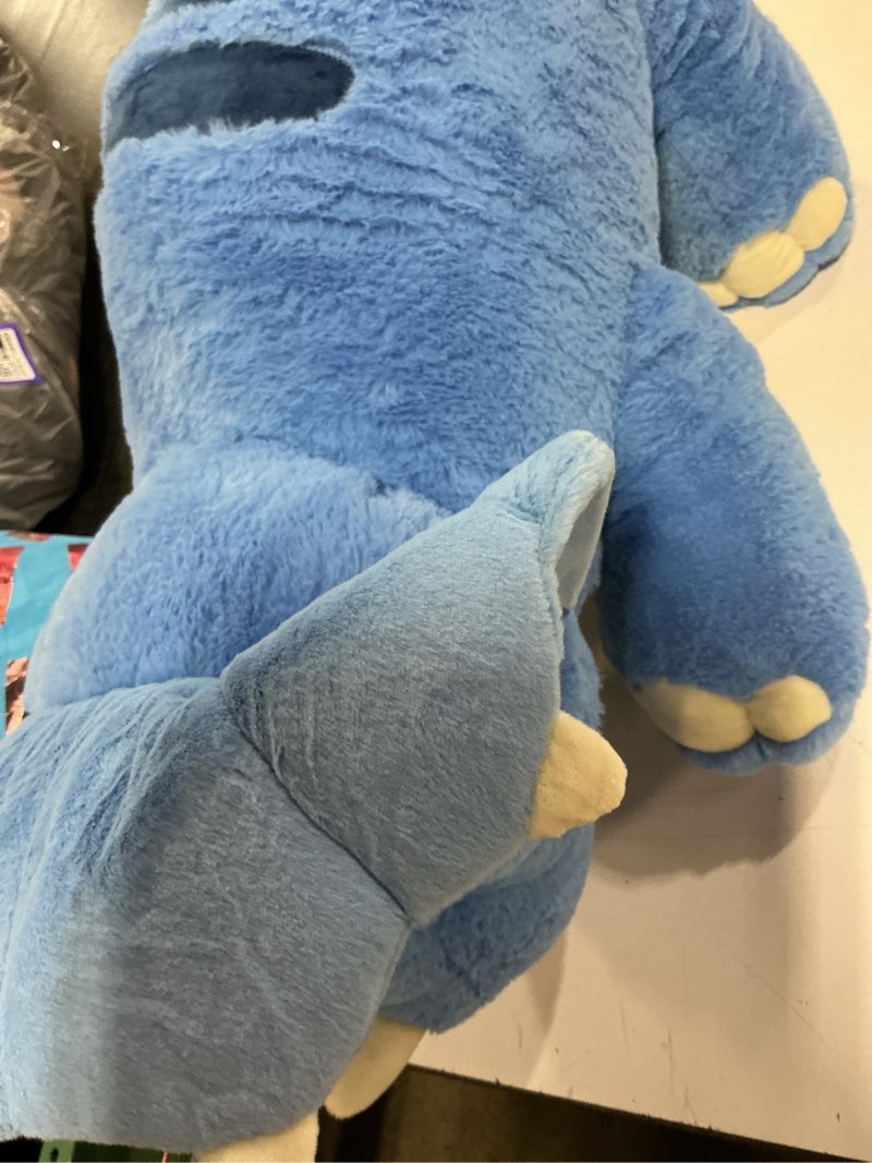 Condition photo showing As Is for ikasa giant triceratops dinosaur stuffed animal plush toy,30" soft big large jumbo toys,huge size cute fluffy plushy oversized plushie,gifts for kids blue triceratops giant