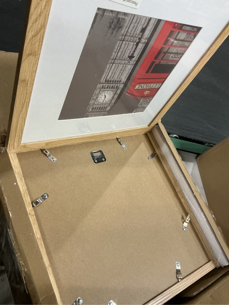 Condition photo showing Good Condition for 12x12 Picture Frame Set of 9, Photo Gallery Wall Frame Set, Display Pictures 8x8 with Mat or 12 x 12 Without Mat, Square Frame Picture Frames Collage Wall Decor, Natural Oak Natural Oak 12x12 in