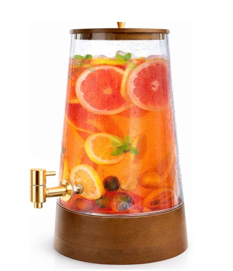 VERSSURE 1.7 Gallon Glass Drink Dispenser, Large Glass Cold Beverage Dispensers with Faucet, Water D