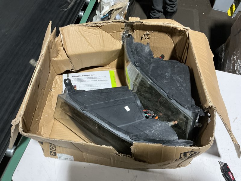 Condition photo showing As Is for Headlights for 2009-2018 Dodge Ram 1500, for 2010-2018 Dodge Ram 2500 3500 with High/Low beam Bulbs, Driver & Passenger Side(ONLY fit Quad-Hole Single Headlight) A/Chrome Housing Amber Reflector Clear Lens OE Replacement